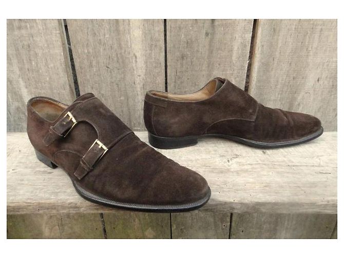 Scarpe Monk Gucci Marrone Scuro Camoscio - vista 4