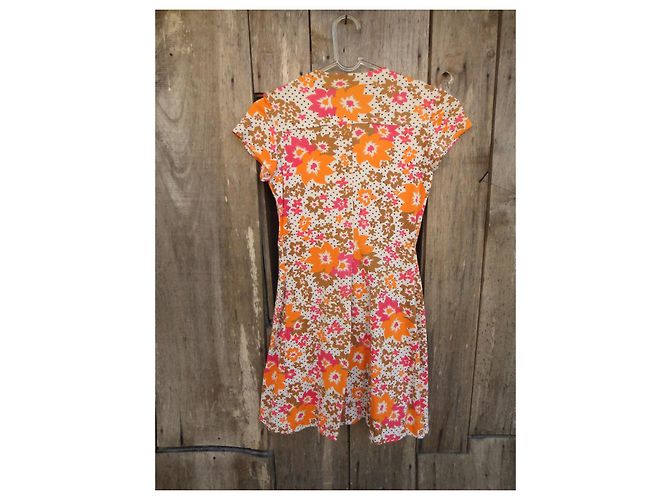 Autre Marque Robe mini Welcomme Pierron Marron Orange Coton - vue 2