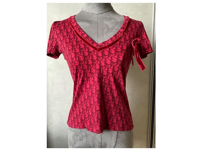 Top Dior Monograma Oblicuo Rojo de Algodón Roja - vista 7