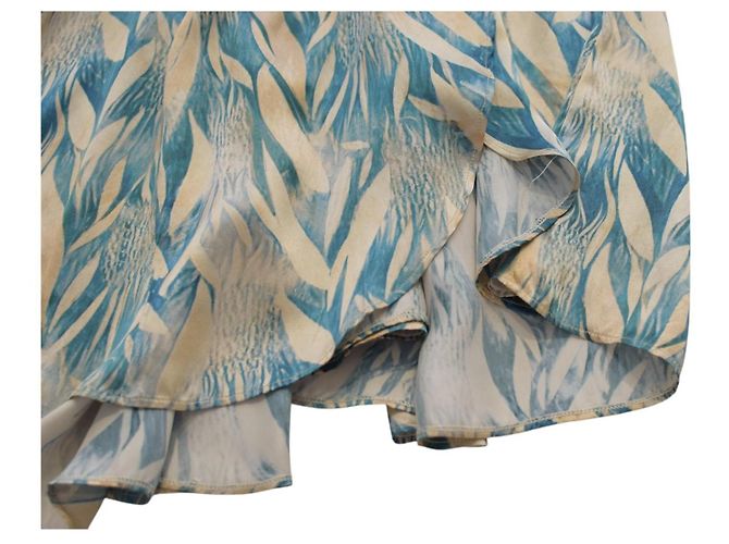 Forte Forte Silk Wrap Midi Cocktail Dress Beige Turquoise - view 6