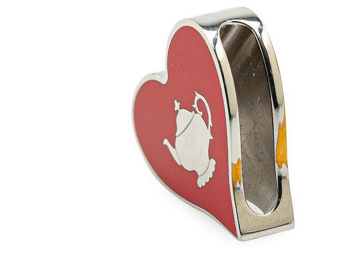 Ring Anello per sciarpa in metallo con motivo a cuore Hermès Tea Time Rosso - vista 3