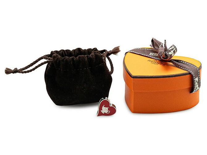 Ring Anello per sciarpa in metallo con motivo a cuore Hermès Tea Time Rosso - vista 5