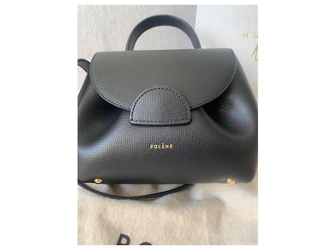 Borsa Polène Mini Nano Nera in Pelle di Agnello Nero - vista 2