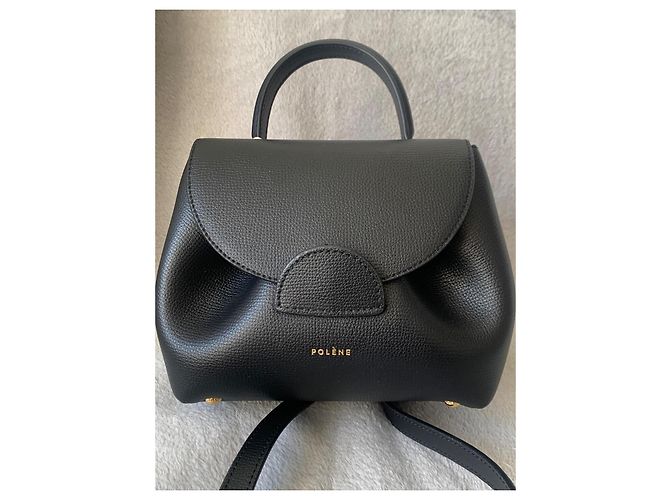 Borsa Polène Mini Nano Nera in Pelle di Agnello Nero - vista 7