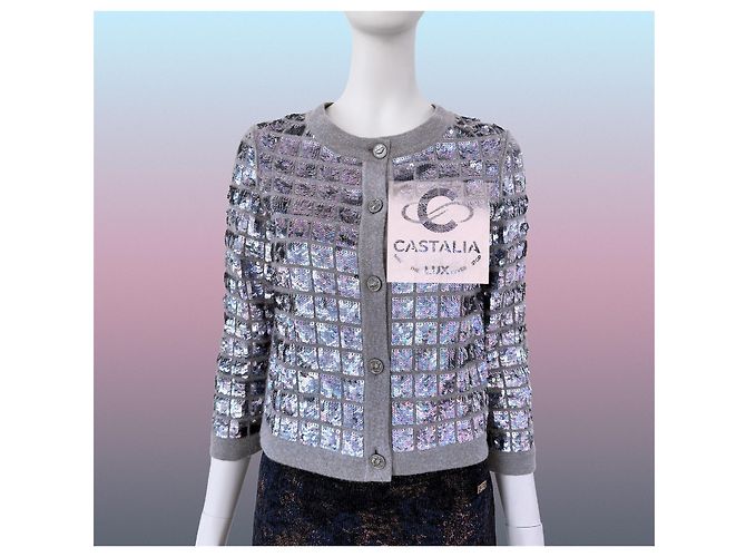 Chanel Cardigã de lantejoulas com botões de aperto de mão CC 46 FR - vista 7