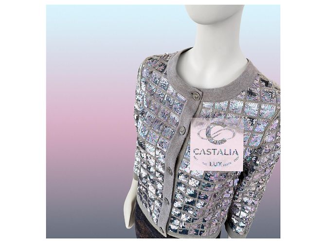 Chanel Cardigã de lantejoulas com botões de aperto de mão CC 46 FR - vista 8