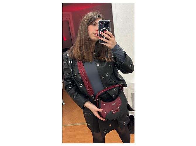 Borsa Zadig & Voltaire Moonrock in pelle verniciata nera e bordeaux Nero Bordò - vista 15