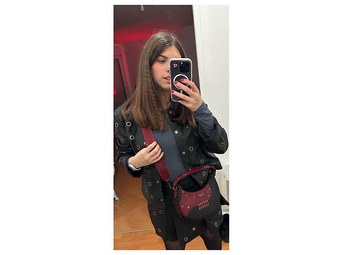 Borsa Zadig & Voltaire Moonrock in pelle verniciata nera e bordeaux Nero Bordò - vista 16