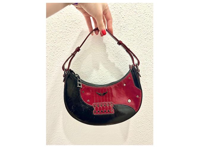 Borsa Zadig & Voltaire Moonrock in pelle verniciata nera e bordeaux Nero Bordò - vista 2