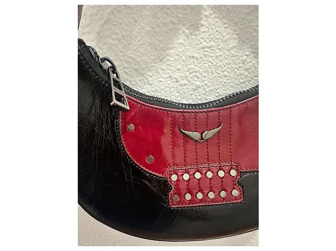 Borsa Zadig & Voltaire Moonrock in pelle verniciata nera e bordeaux Nero Bordò - vista 4