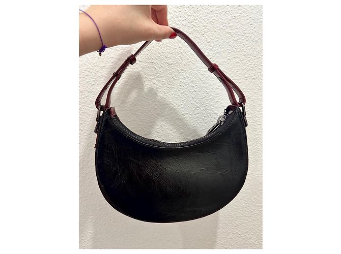 Borsa Zadig & Voltaire Moonrock in pelle verniciata nera e bordeaux Nero Bordò - vista 5