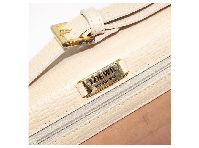 Borsa a mano in pelle LOEWE Barcellona 2 vie beige Auth bs26715 - vista 20