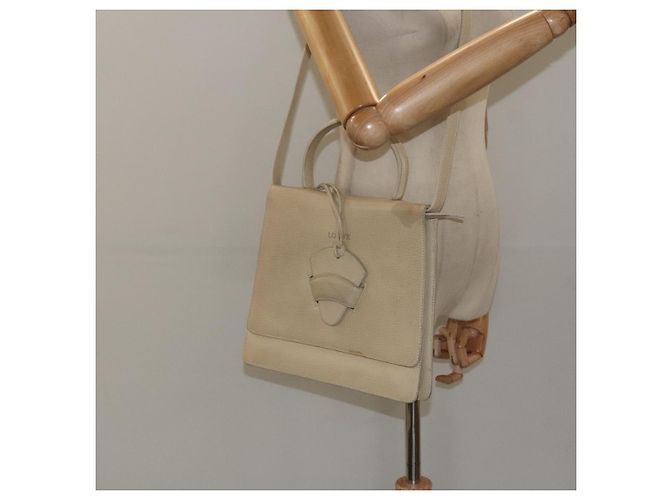 Borsa a mano in pelle LOEWE Barcellona 2 vie beige Auth bs26715 - vista 24