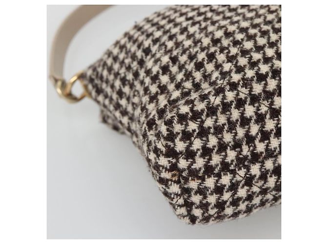 CHANEL Borsa a Spalla Matelassé Lana Grigia Oro CC Auth 127587V Marrone D'oro - vista 16