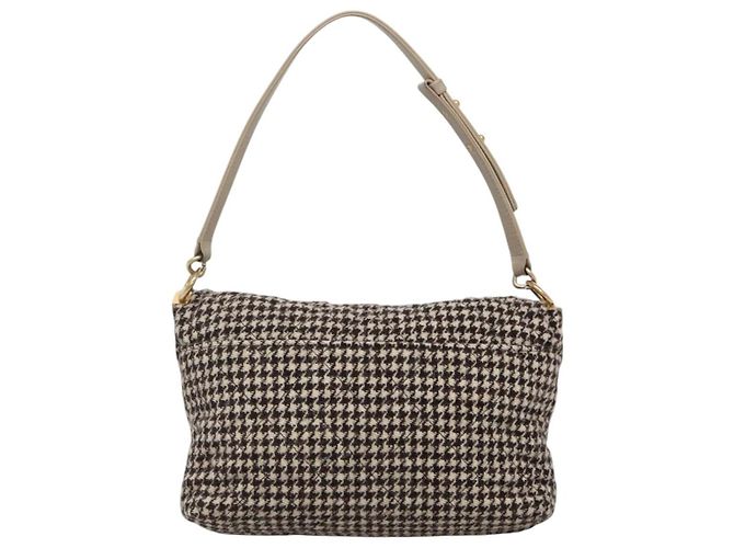 CHANEL Borsa a Spalla Matelassé Lana Grigia Oro CC Auth 127587V Marrone D'oro - vista 2