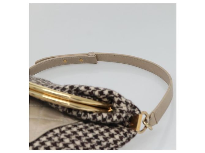 CHANEL Borsa a Spalla Matelassé Lana Grigia Oro CC Auth 127587V Marrone D'oro - vista 8
