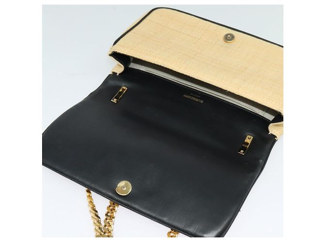 Borsa a spalla Horse Ferry Chain di Burberry in rafia beige e oro Auth bs26785 D'oro - vista 10