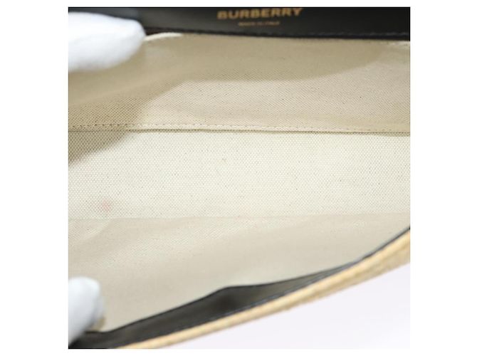 Borsa a spalla Horse Ferry Chain di Burberry in rafia beige e oro Auth bs26785 D'oro - vista 11