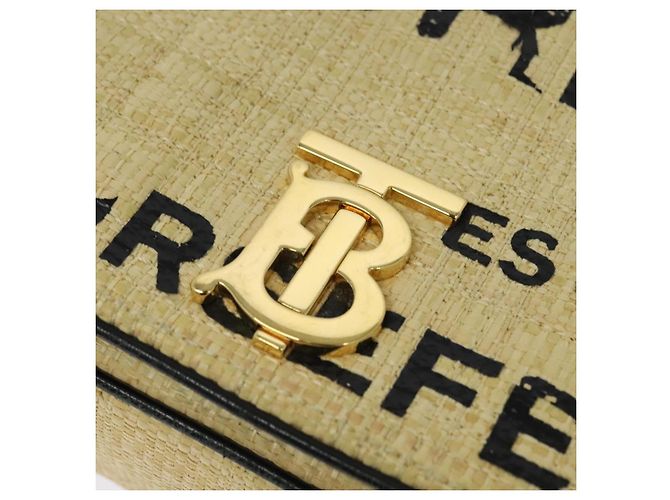 Borsa a spalla Horse Ferry Chain di Burberry in rafia beige e oro Auth bs26785 D'oro - vista 17