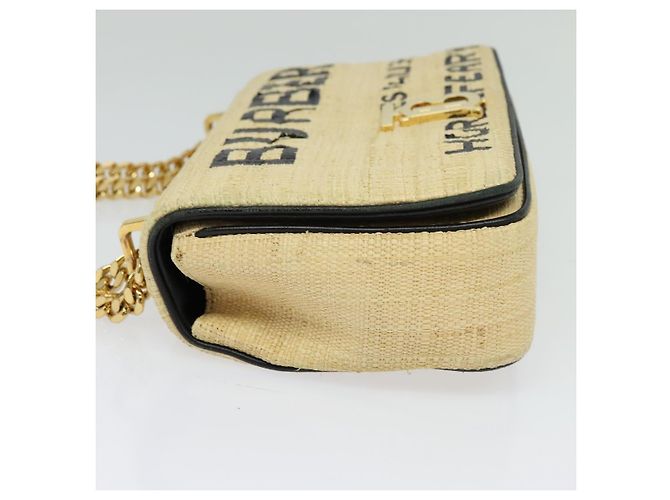 Borsa a spalla Horse Ferry Chain di Burberry in rafia beige e oro Auth bs26785 D'oro - vista 3