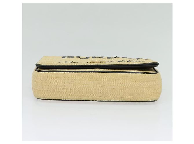 Borsa a spalla Horse Ferry Chain di Burberry in rafia beige e oro Auth bs26785 D'oro - vista 5