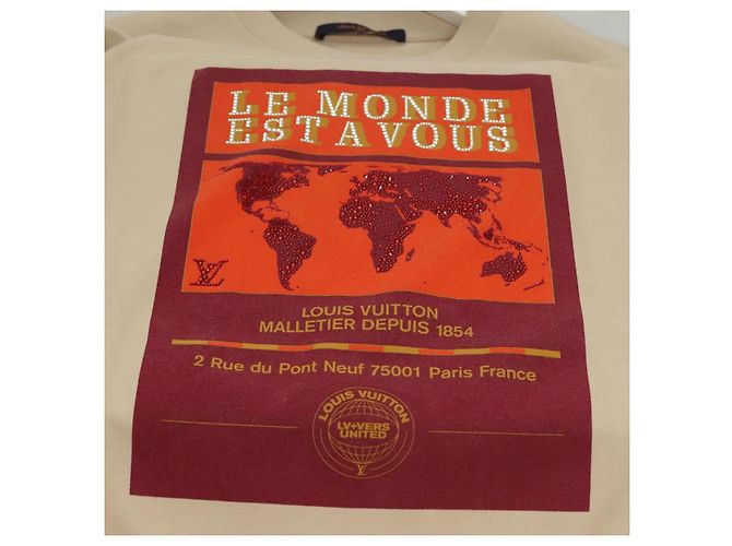 Camiseta de algodón beige LOUIS VUITTON LV Auth ym008M - vista 5