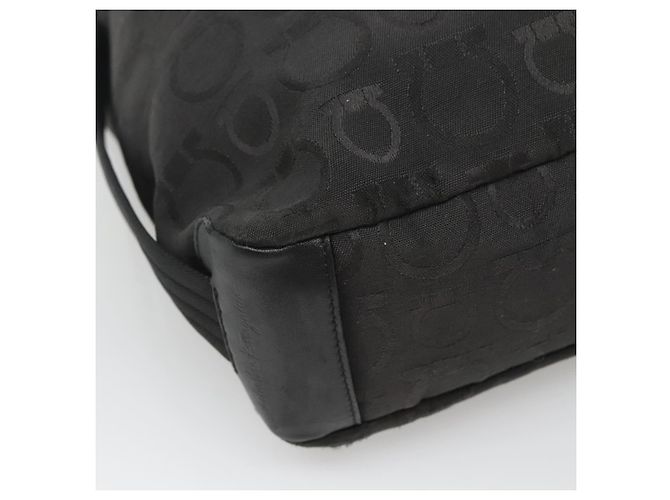 Borsa Gancini in tela e pelle nera argento di Salvatore Ferragamo Auth bs26905 Nero - vista 14