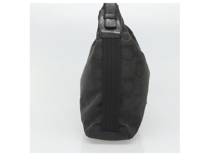 Borsa Gancini in tela e pelle nera argento di Salvatore Ferragamo Auth bs26905 Nero - vista 3