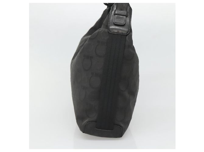 Borsa Gancini in tela e pelle nera argento di Salvatore Ferragamo Auth bs26905 Nero - vista 4