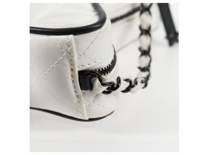 CHANEL Schultertasche Star Chain Satin Weiß Gold CC Auth 125991SM Golden - Ansicht 18