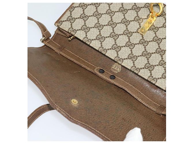 Bolso de Hombro GUCCI GG Supreme Web Sherry Line PVC Beige Oro Auth BA3358 Dorado - vista 10