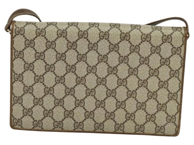 Bolso de Hombro GUCCI GG Supreme Web Sherry Line PVC Beige Oro Auth BA3358 Dorado - vista 2