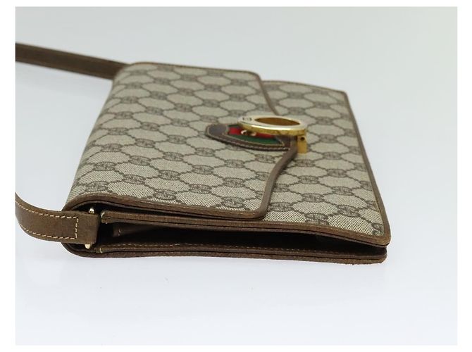 Bolso de Hombro GUCCI GG Supreme Web Sherry Line PVC Beige Oro Auth BA3358 Dorado - vista 3