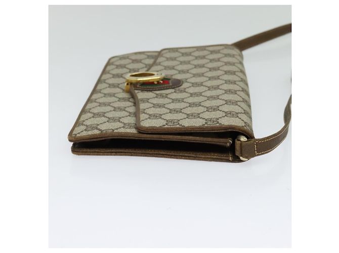 Bolso de Hombro GUCCI GG Supreme Web Sherry Line PVC Beige Oro Auth BA3358 Dorado - vista 4