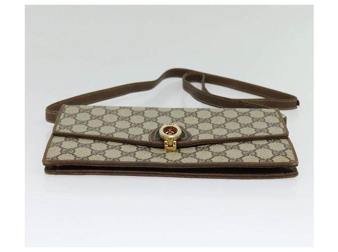 Bolso de Hombro GUCCI GG Supreme Web Sherry Line PVC Beige Oro Auth BA3358 Dorado - vista 5
