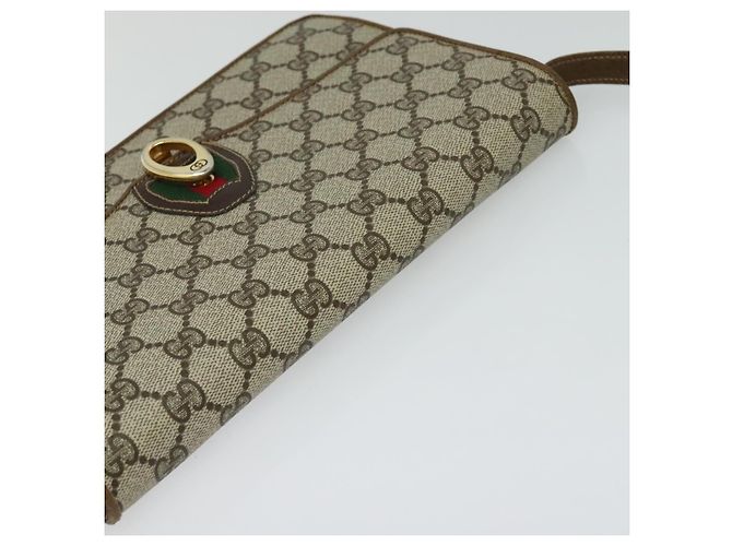 Bolso de Hombro GUCCI GG Supreme Web Sherry Line PVC Beige Oro Auth BA3358 Dorado - vista 6
