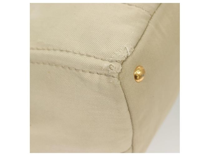 PRADA Canapa MM Borsa a Mano Tela Beige Oro Auth bs26853 D'oro - vista 10