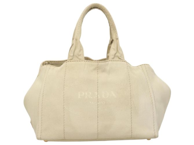 PRADA Canapa MM Borsa a Mano Tela Beige Oro Auth bs26853 D'oro - vista 13