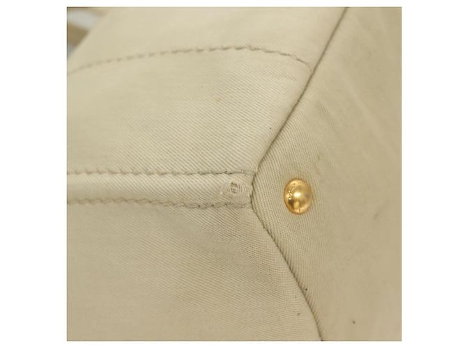PRADA Canapa MM Borsa a Mano Tela Beige Oro Auth bs26853 D'oro - vista 14