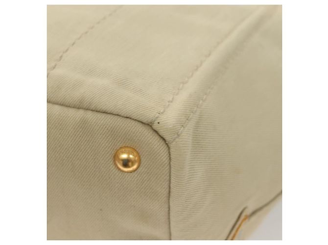 PRADA Canapa MM Borsa a Mano Tela Beige Oro Auth bs26853 D'oro - vista 16