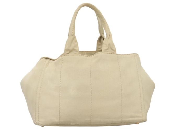 PRADA Canapa MM Borsa a Mano Tela Beige Oro Auth bs26853 D'oro - vista 2