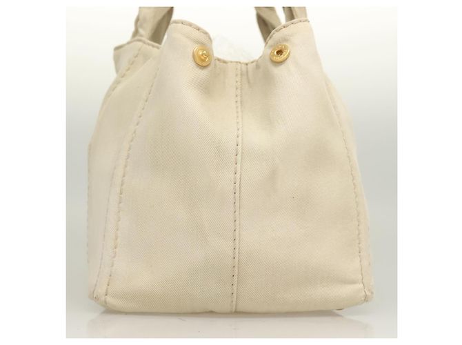 PRADA Canapa MM Borsa a Mano Tela Beige Oro Auth bs26853 D'oro - vista 4