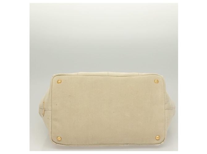 PRADA Canapa MM Borsa a Mano Tela Beige Oro Auth bs26853 D'oro - vista 6
