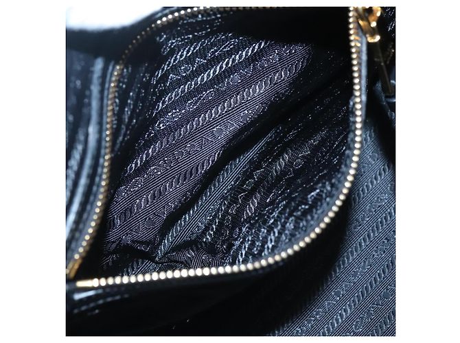 PRADA Borsa a mano in tela 2 vie Nero Oro Auth 125699 D'oro - vista 11
