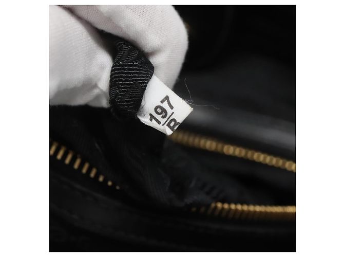 PRADA Borsa a mano in tela 2 vie Nero Oro Auth 125699 D'oro - vista 12