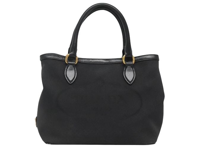 PRADA Borsa a mano in tela 2 vie Nero Oro Auth 125699 D'oro - vista 13