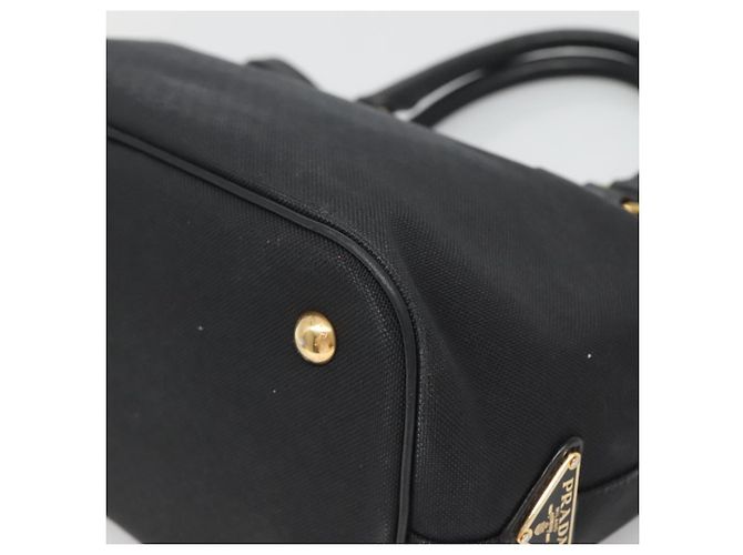 PRADA Borsa a mano in tela 2 vie Nero Oro Auth 125699 D'oro - vista 15