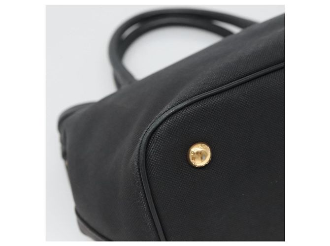 PRADA Borsa a mano in tela 2 vie Nero Oro Auth 125699 D'oro - vista 16