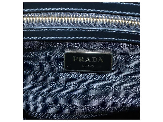 PRADA Borsa a mano in tela 2 vie Nero Oro Auth 125699 D'oro - vista 18