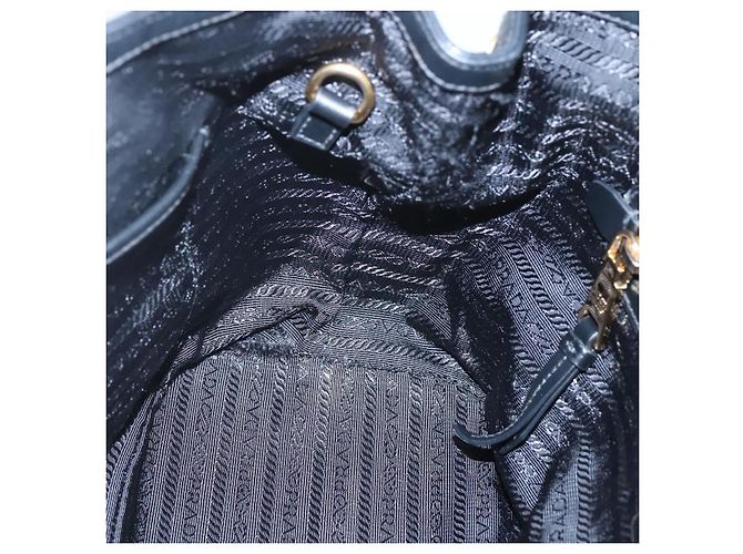 PRADA Borsa a mano in tela 2 vie Nero Oro Auth 125699 D'oro - vista 19